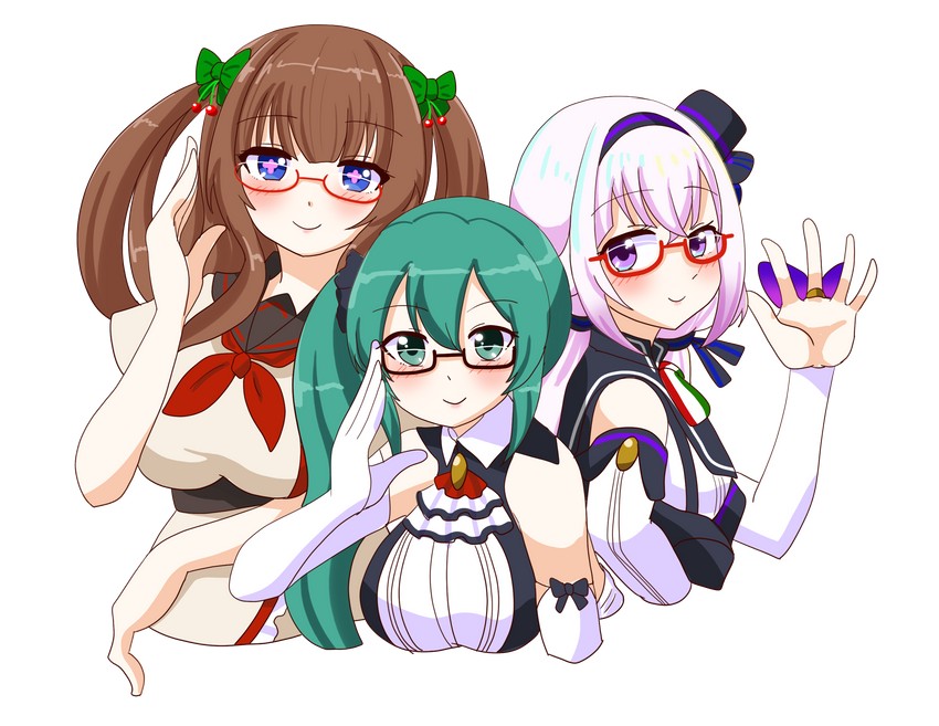 carro pino, kakyouin chieri, and kagura suzu (.live) drawn by rikuton