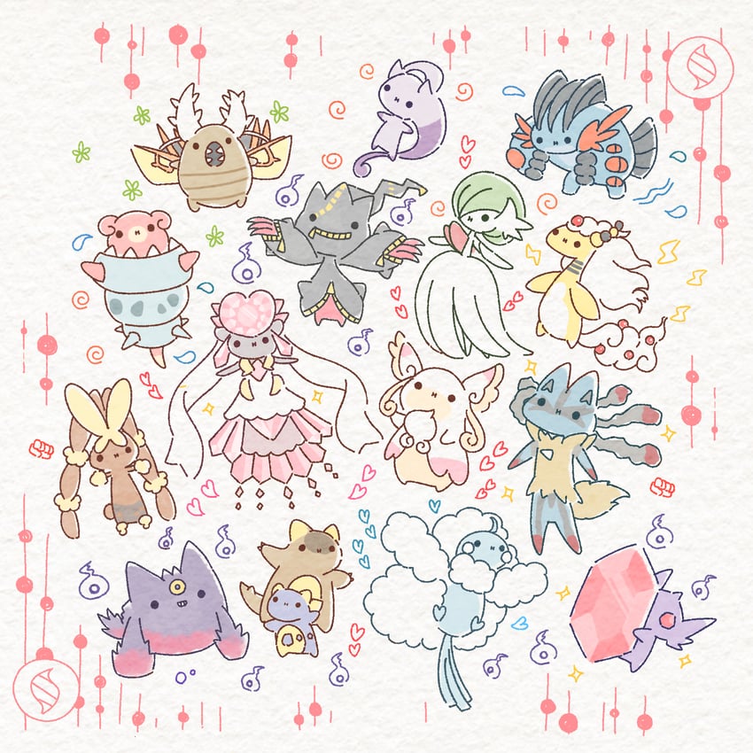 gardevoir, lucario, gengar, mega gardevoir, lopunny, and 25 more (pokemon) drawn by ototo_(otokameseimen)