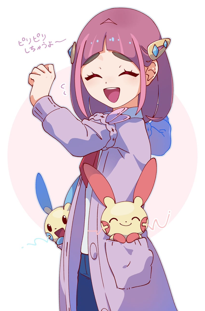 lacey, minun, and plusle (pokemon and 1 more) drawn by omochi_(omotimotittona3)