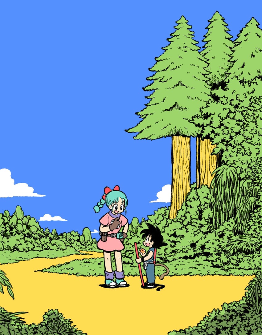 son goku and bulma (dragon ball) drawn by arawi_keiichi