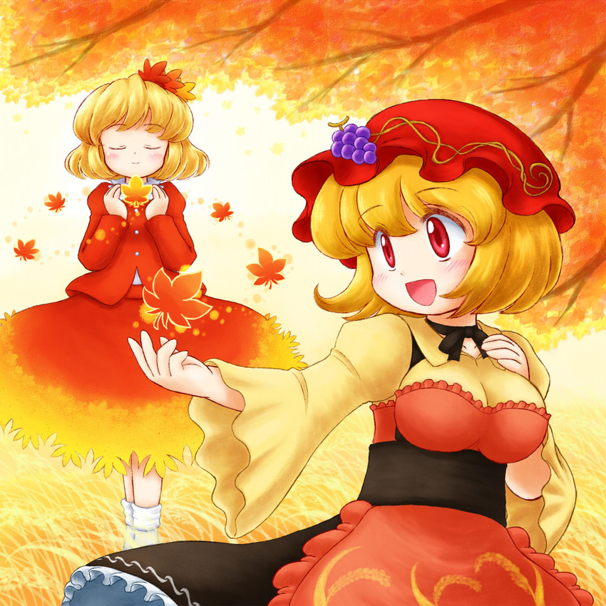 aki minoriko and aki shizuha (touhou) drawn by nitamago