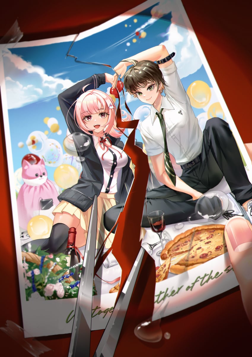 nanami chiaki and hinata hajime (danganronpa and 1 more) drawn by zhu_xing_jin