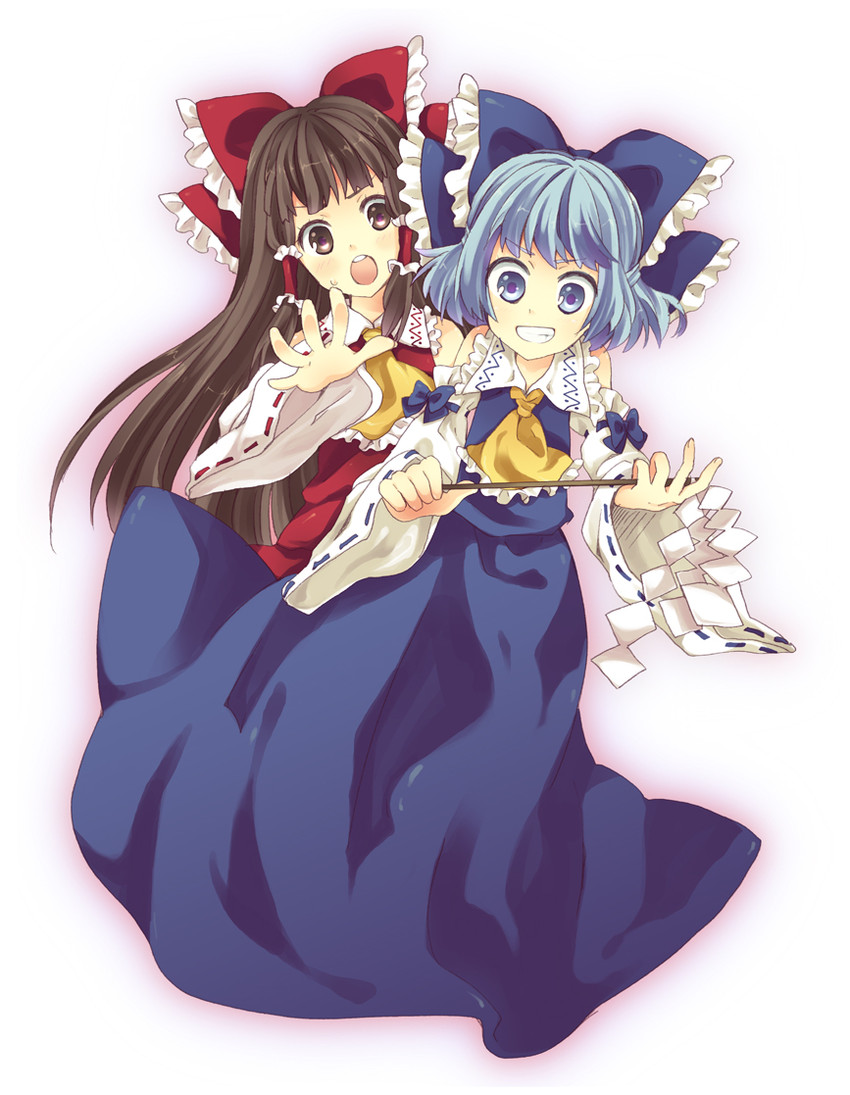 hakurei reimu and cirno (touhou) drawn by maki_(natoriumu)