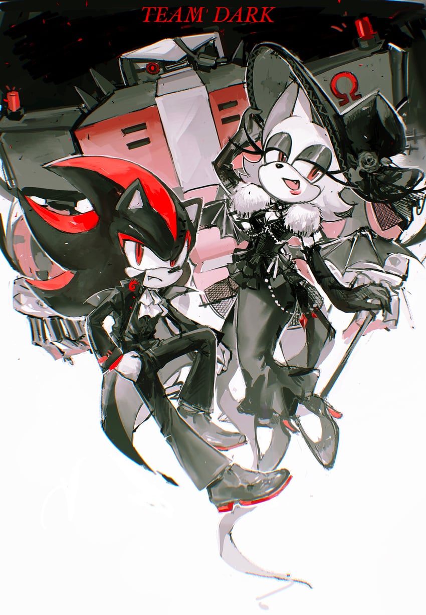 shadow the hedgehog, rouge the bat, and e-123 omega (sonic and 1 more) drawn by waaii132299