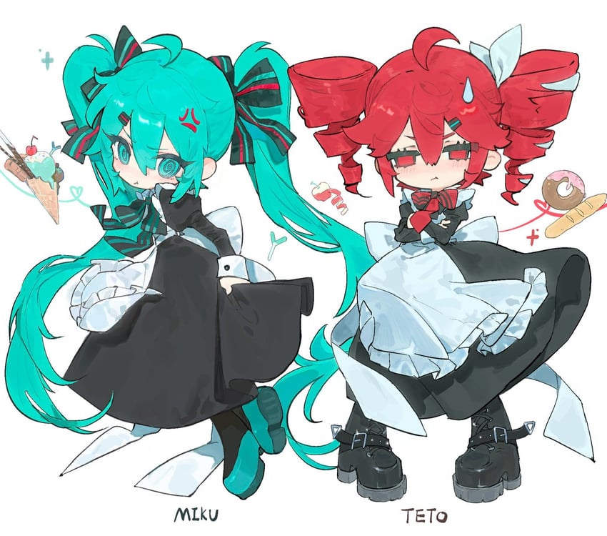 hatsune miku and kasane teto (vocaloid and 2 more) drawn by kaiaik_(zheliakaina)