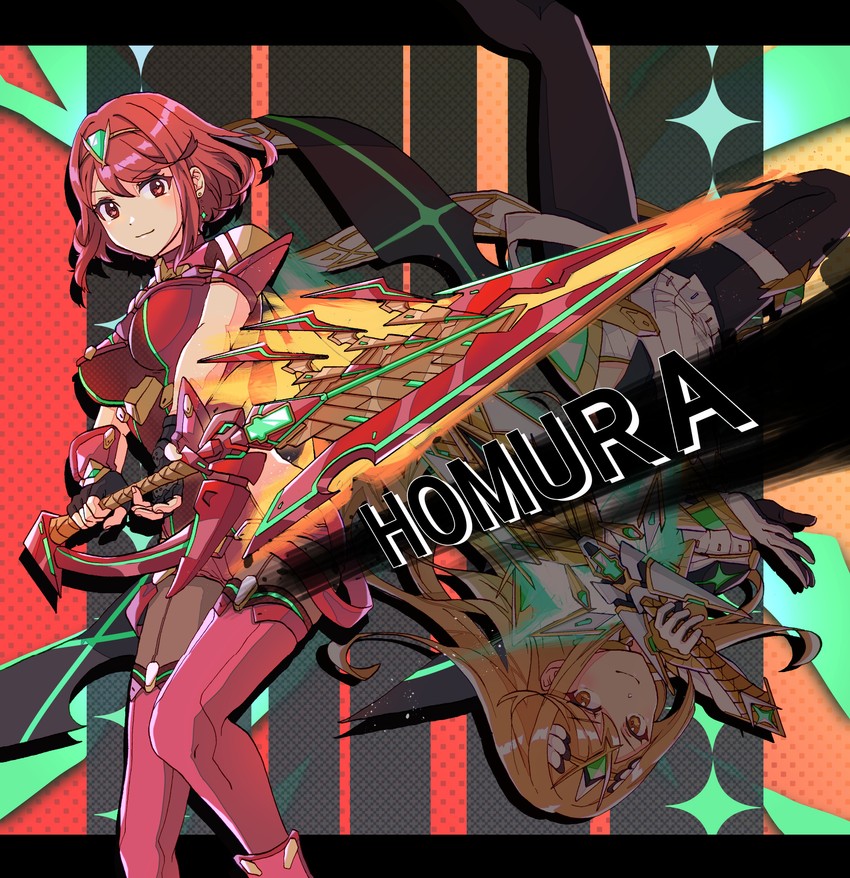 pyra and mythra (xenoblade chronicles and 2 more) drawn by fuwamoko_momen_toufu