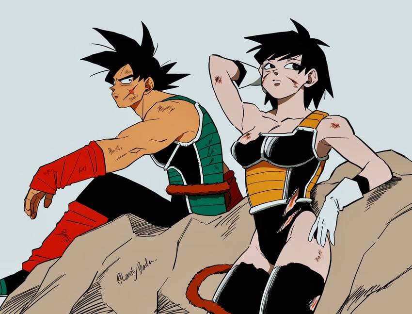 bardock and gine (dragon ball and 2 more) drawn by lovelybada