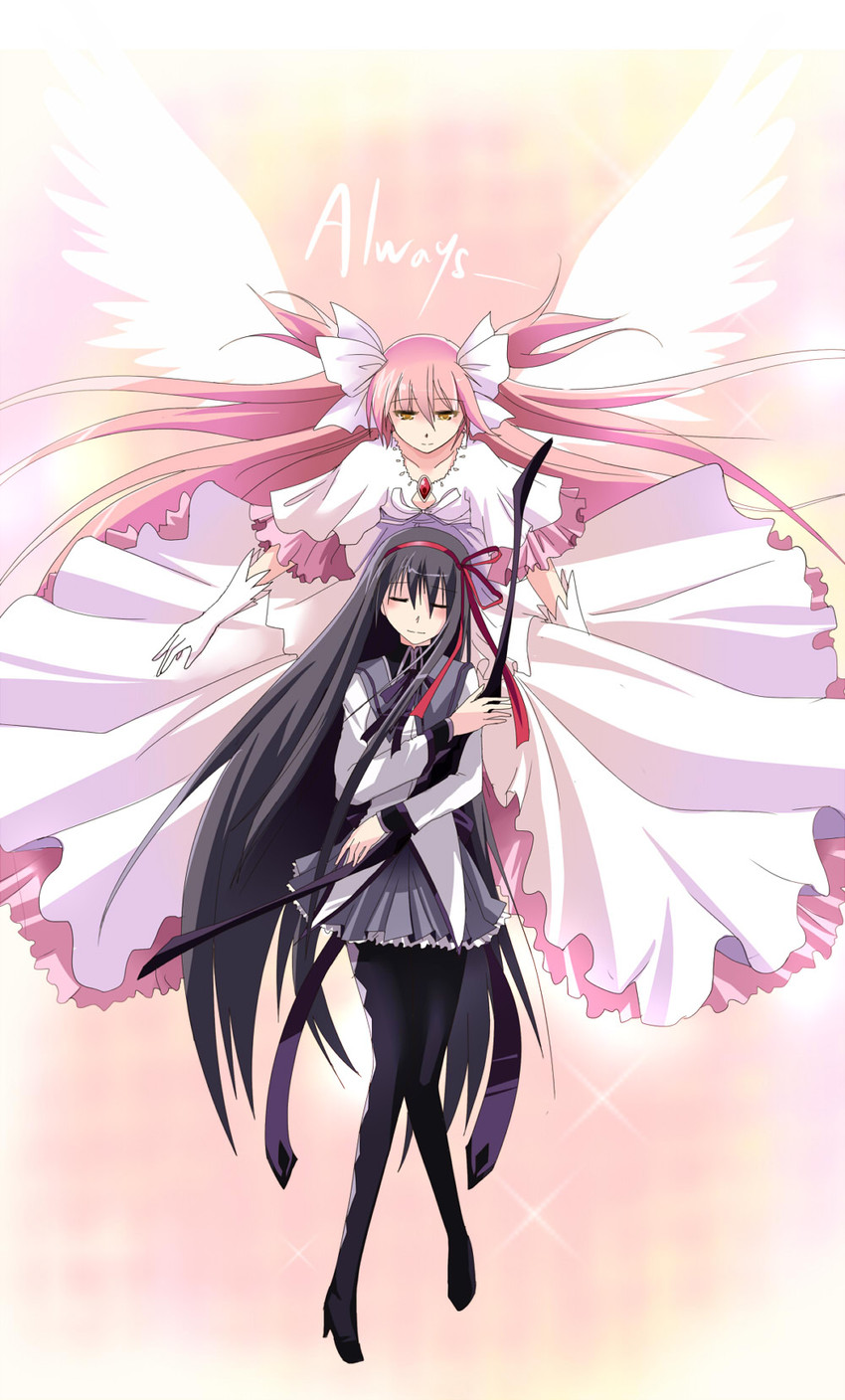 akemi homura, kaname madoka, and ultimate madoka (mahou shoujo madoka magica) drawn by kazeru