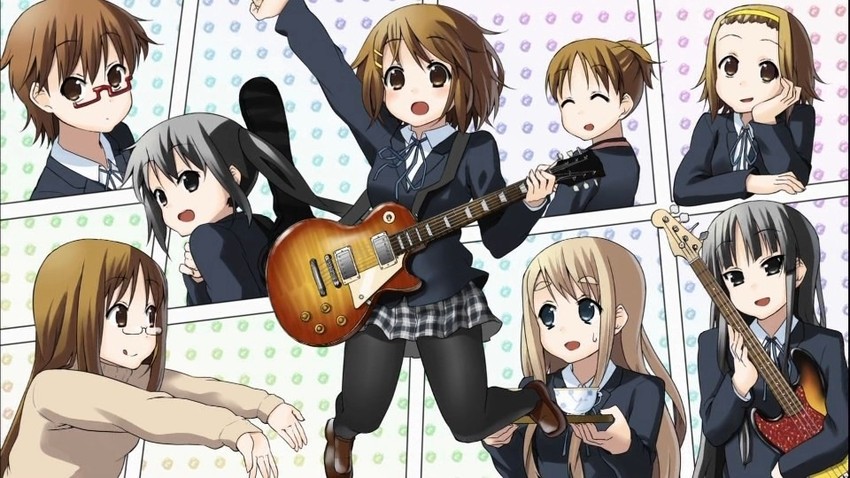 akiyama mio, nakano azusa, hirasawa yui, tainaka ritsu, kotobuki tsumugi, and 3 more (k-on!) drawn by kakifly