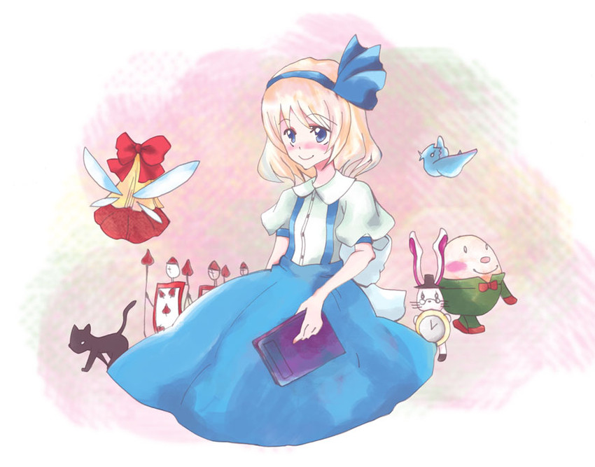 alice margatroid, shanghai doll, white rabbit, humpty dumpty, and k.k. (touhou and 1 more) drawn by kk