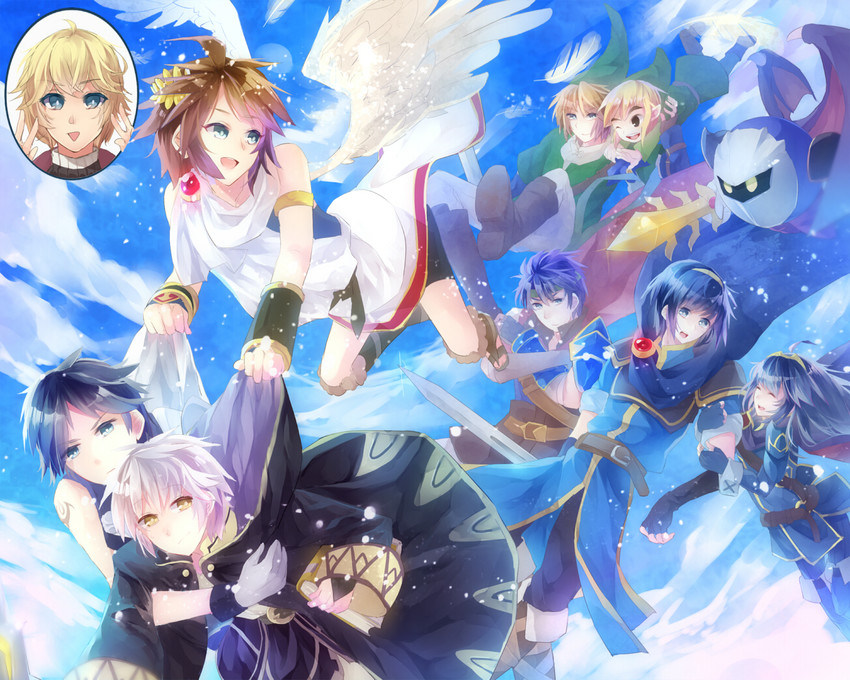 link, lucina, ike, male robin, pit, and 5 more (fire emblem and 11 more) drawn by comumo