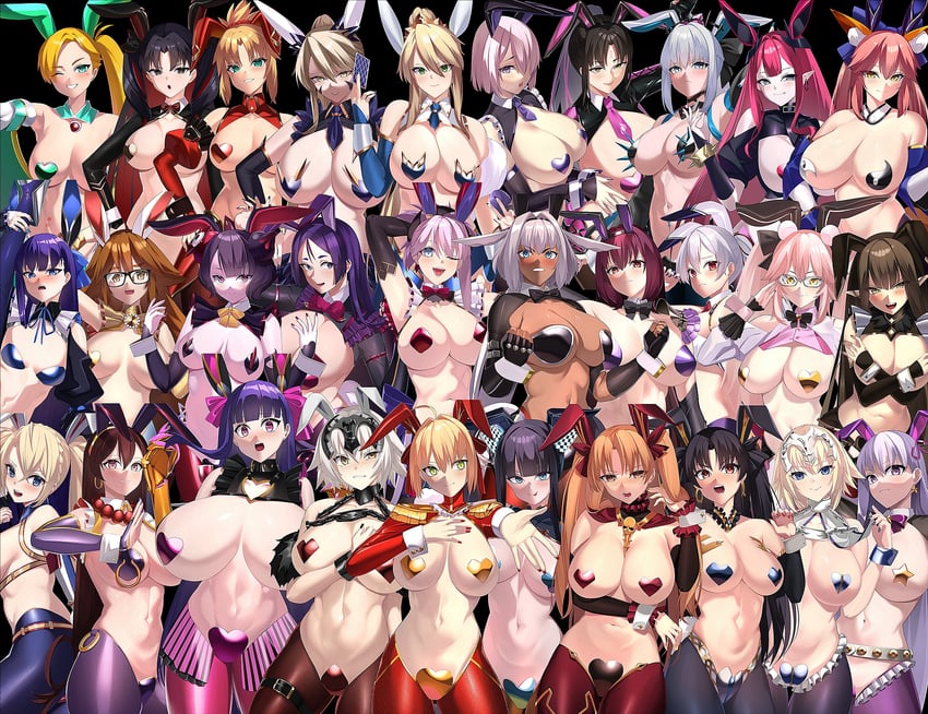 artoria pendragon, mash kyrielight, tamamo, jeanne d'arc alter, nero claudius, and 26 more (fate and 1 more) drawn by kurozawa_yui