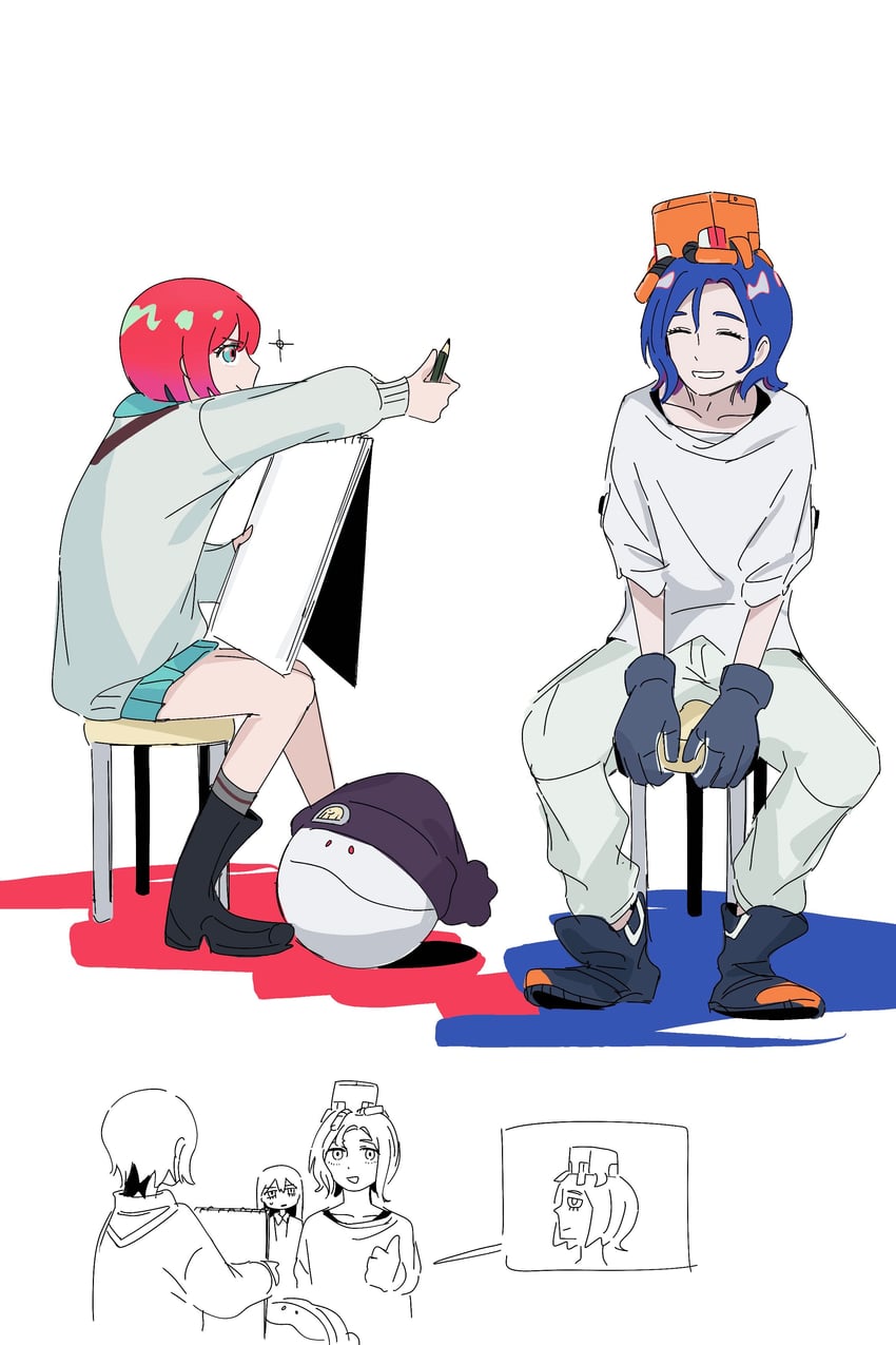 amate yuzuriha, haro, shuji ito, nyaan, and conch (gundam and 1 more) drawn by shiozawa_(it_maguro)