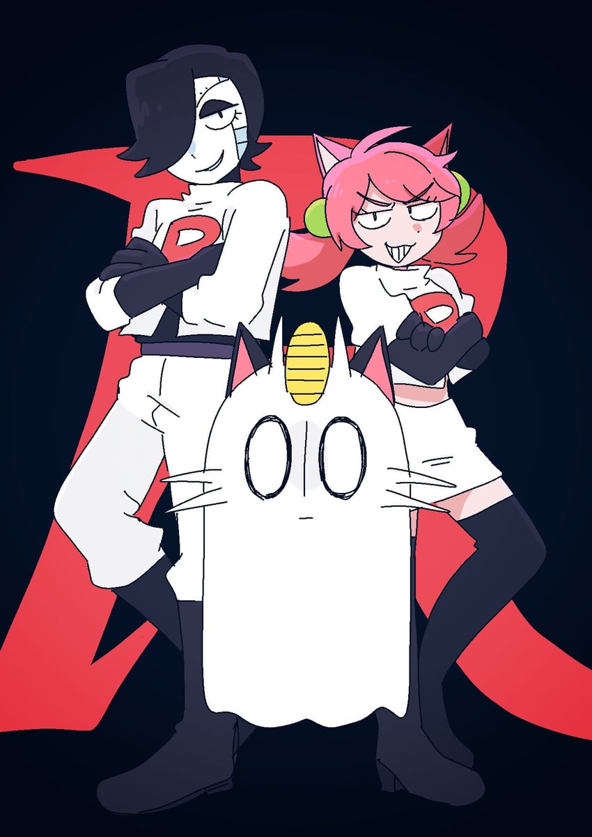 jessie, james, meowth, mettaton, mettaton ex, and 2 more (pokemon and 1 more) drawn by kami_utdr