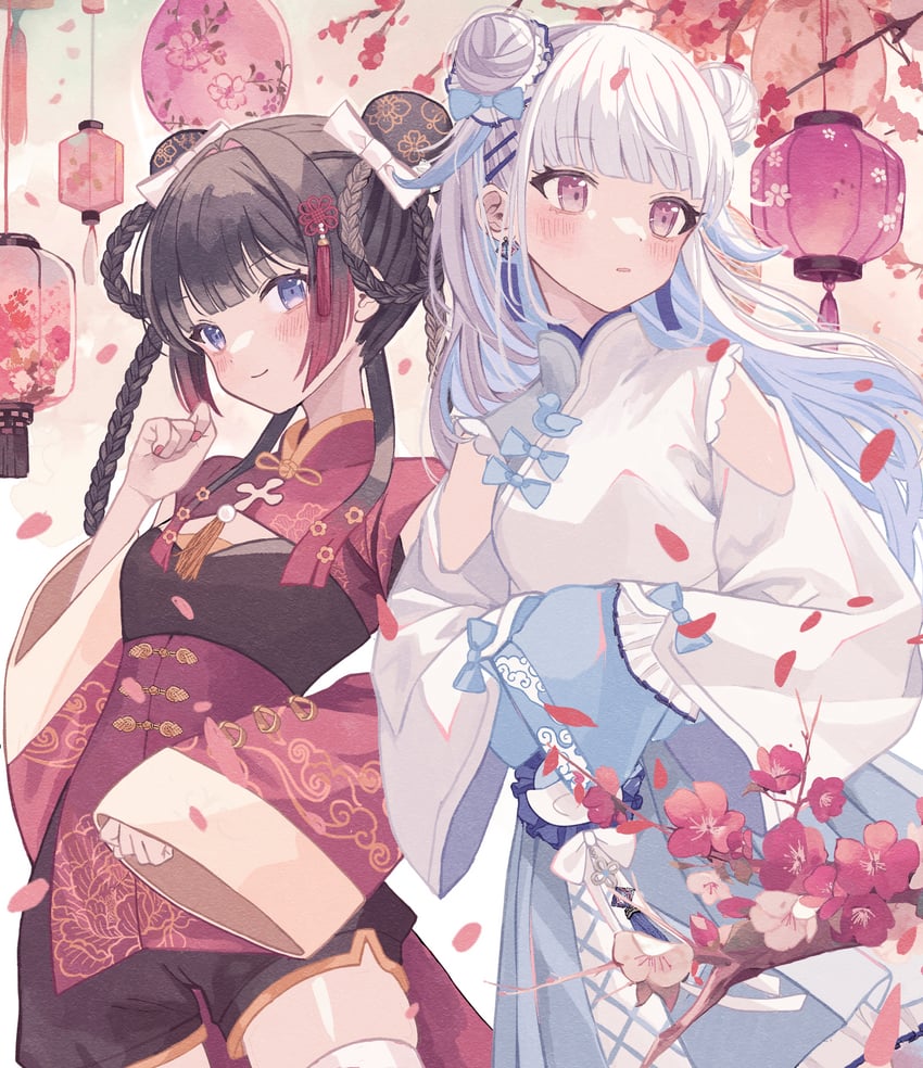 tsukino mito and lize helesta (nijisanji) drawn by yuzuriha_(nx_e78)