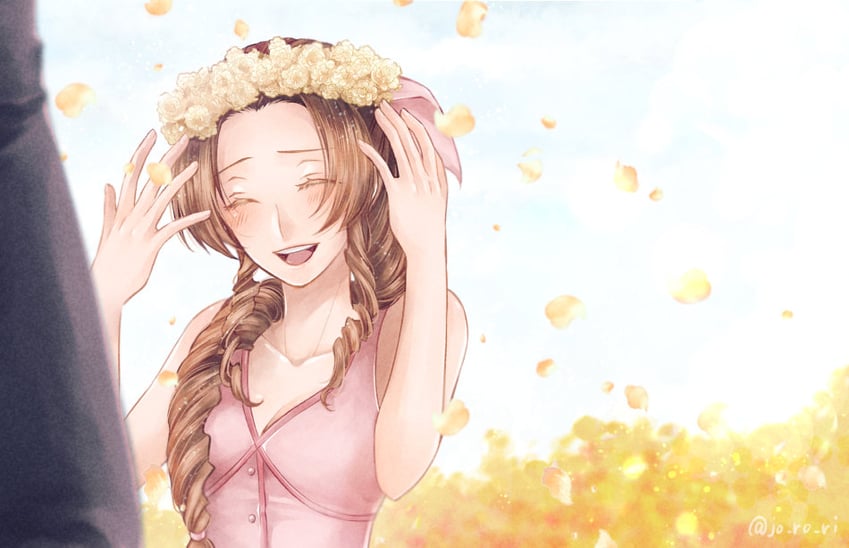 aerith gainsborough (final fantasy and 2 more) drawn by jo_ro_ri