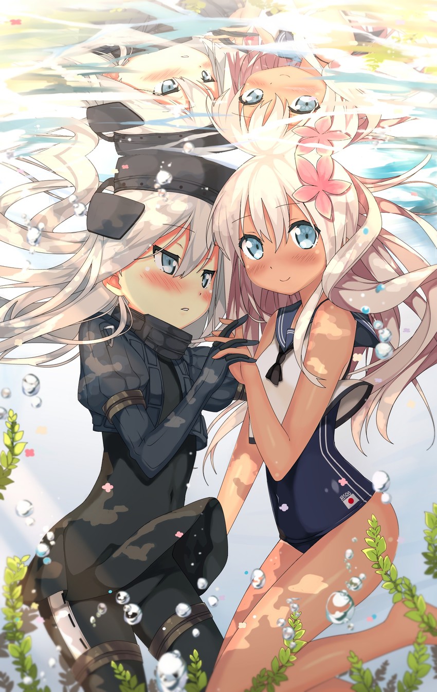 ro-500 and u-511 (kantai collection) drawn by kawai_(purplrpouni)