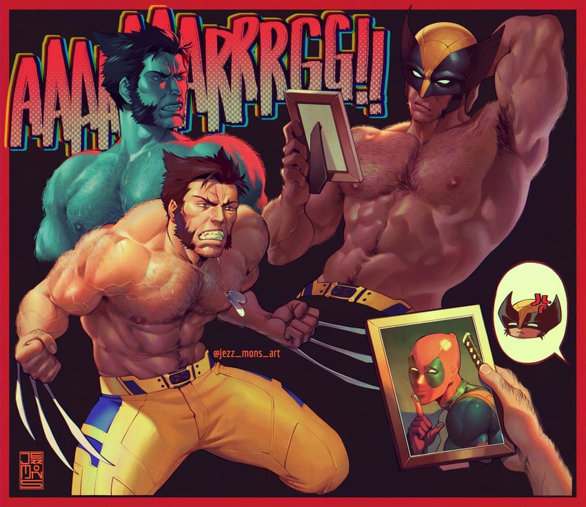 wolverine and deadpool (marvel and 4 more) drawn by jezz_mons_art