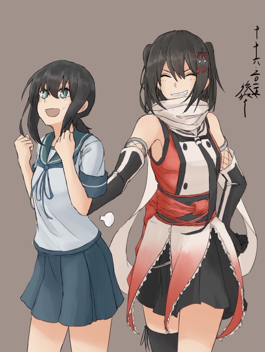 fubuki, sendai, and sendai kai ni (kantai collection) drawn by tabiaki_(cosy_catastrophe)