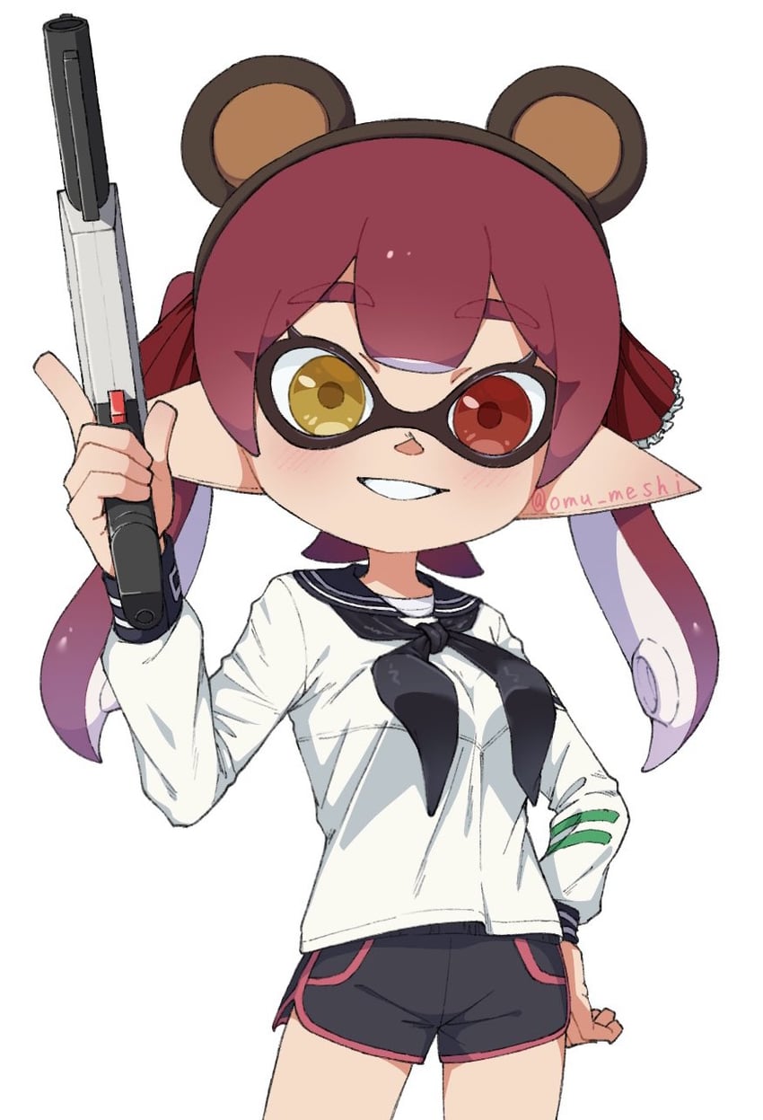 houshou marine, inkling player character, and inkling girl (hololive and 2 more) drawn by minato_yodaka