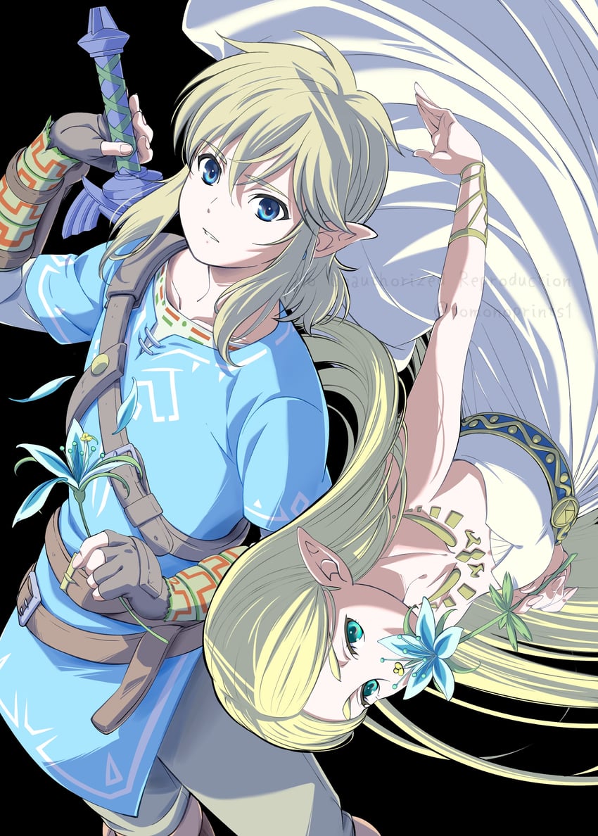link and princess zelda (the legend of zelda and 1 more) drawn by tomo.puri