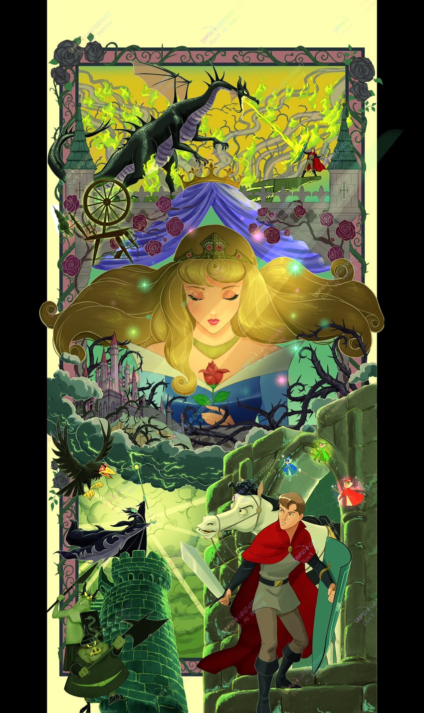 aurora, maleficent, phillip, diablo, merryweather, and 4 more (sleeping beauty) drawn by d74335631