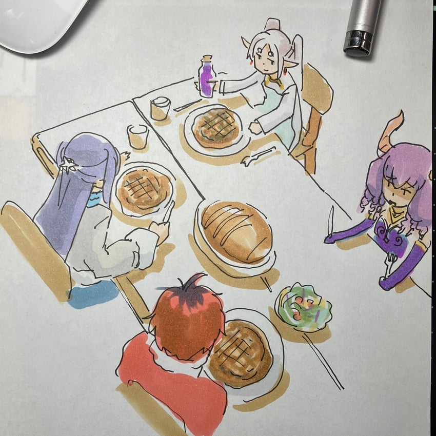 frieren, fern, stark, and aura (sousou no frieren) drawn by hijikara
