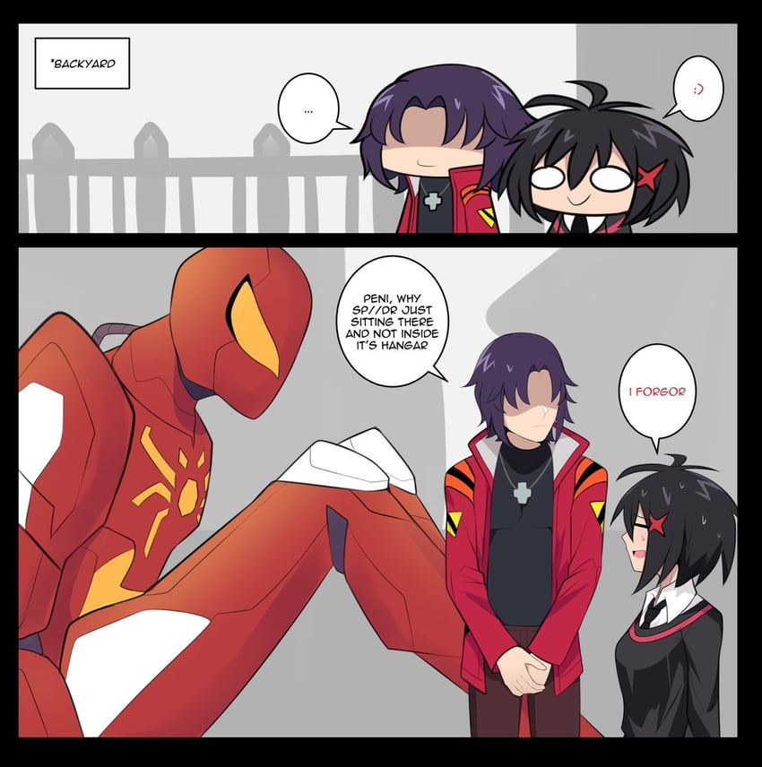 peni parker, sp//dr, and handler mj (neon genesis evangelion and 5 more) drawn by bluebutter