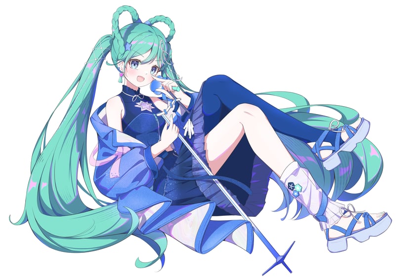 hatsune miku and magical mirai miku (vocaloid and 1 more) drawn by lingerain