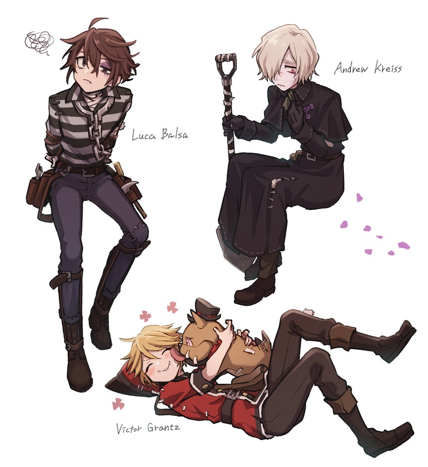 luca balsa, andrew kreiss, victor grantz, and wick (identity v) drawn by haizai