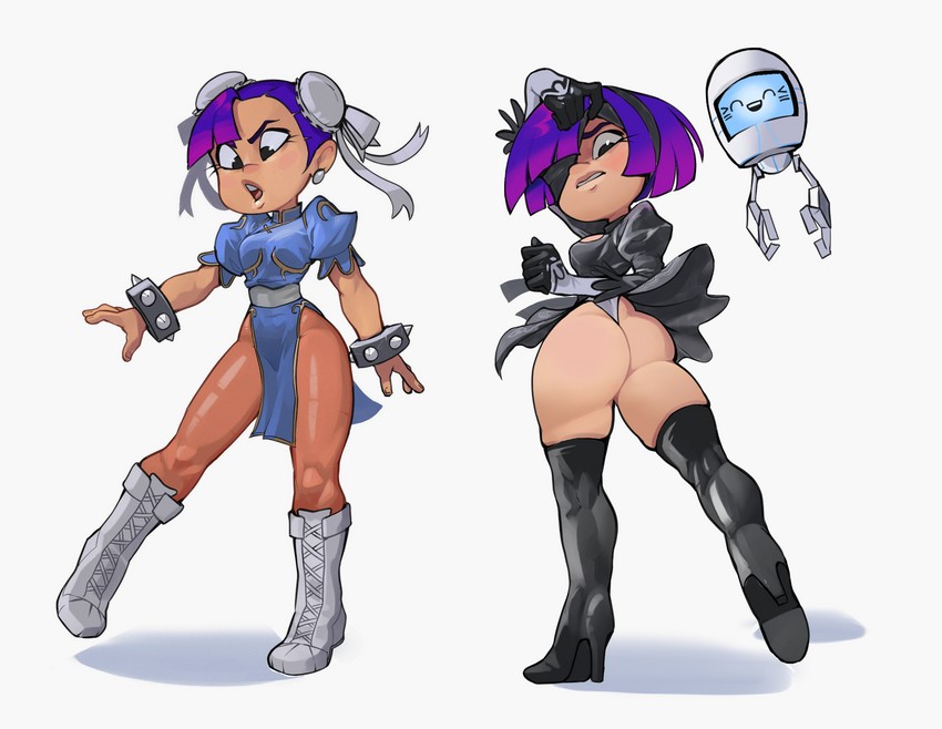 2b, chun-li, pod, and miko kubota (street fighter and 5 more) drawn by shimetsukage