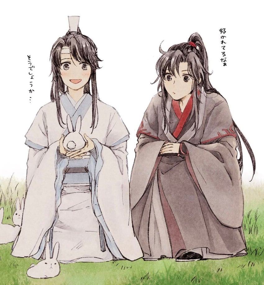 wei wuxian and lan sizhui (modao zushi) drawn by w2biiro