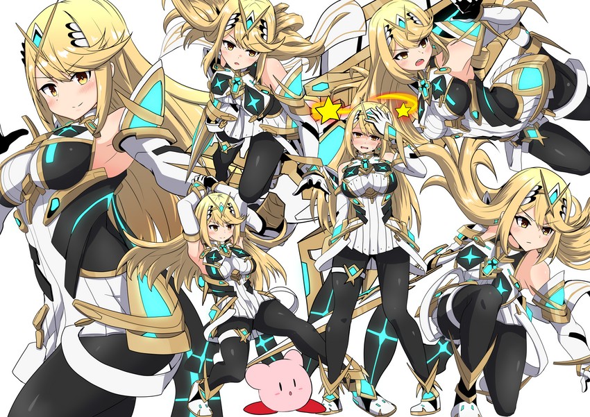 kirby and mythra (xenoblade chronicles and 4 more) drawn by asyura_kumo