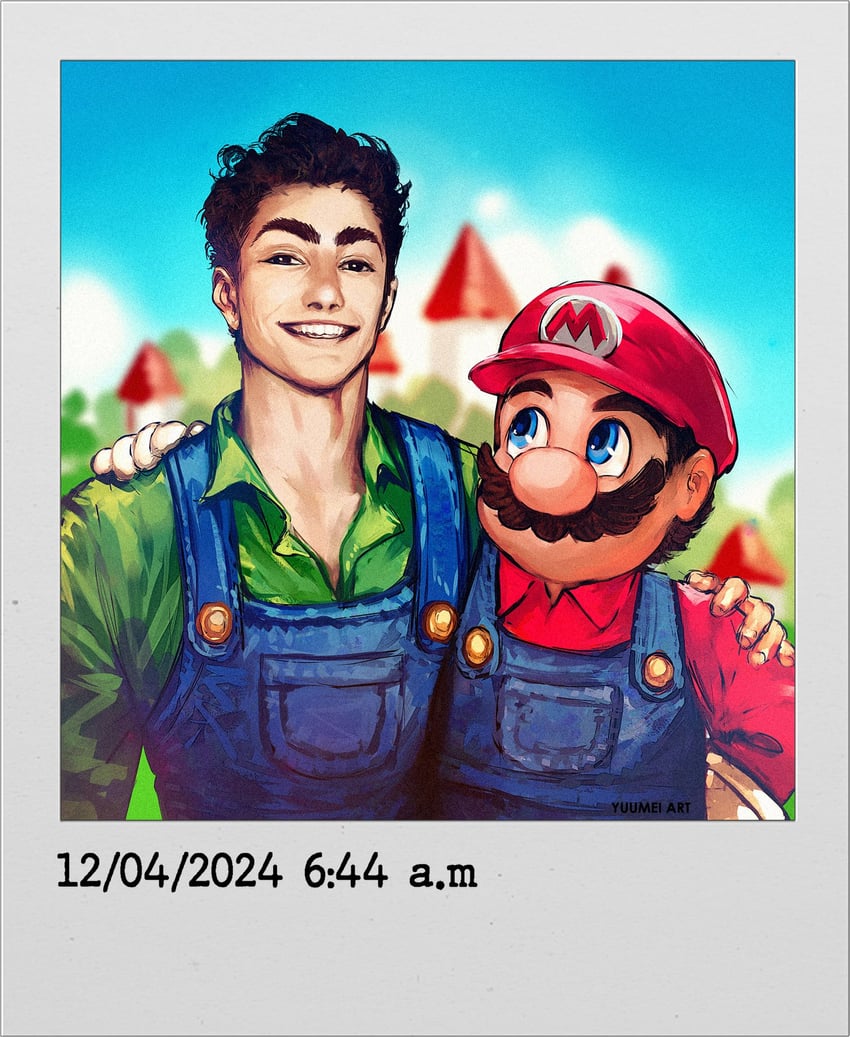 mario, luigi, and luigi mangione (mario and 1 more) drawn by yuumei