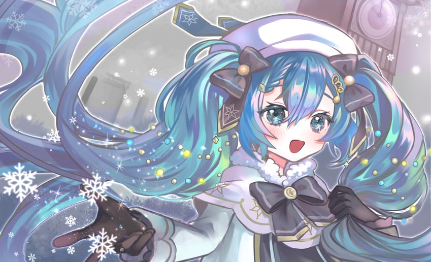 hatsune miku and yuki miku (vocaloid) drawn by chisora_(chisora_ra)
