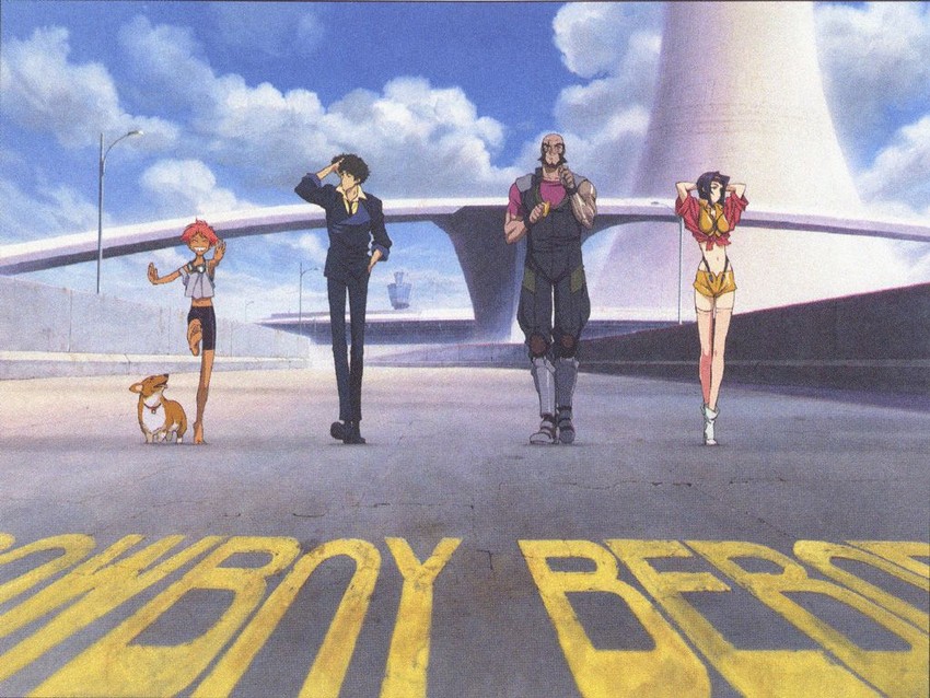 faye valentine, spike spiegel, edward wong hau pepelu tivrusky iv, ein, and jet black (cowboy bebop)
