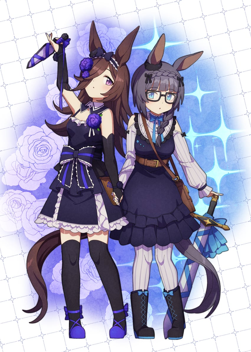 rice shower and zenno rob roy (umamusume) drawn by sha_(siasha0104)