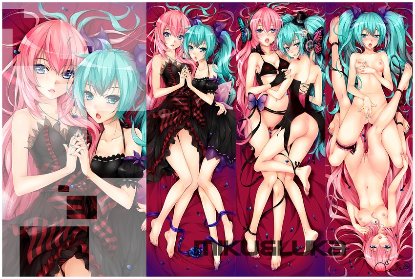 hatsune miku and megurine luka (vocaloid and 4 more) drawn by noodle-y