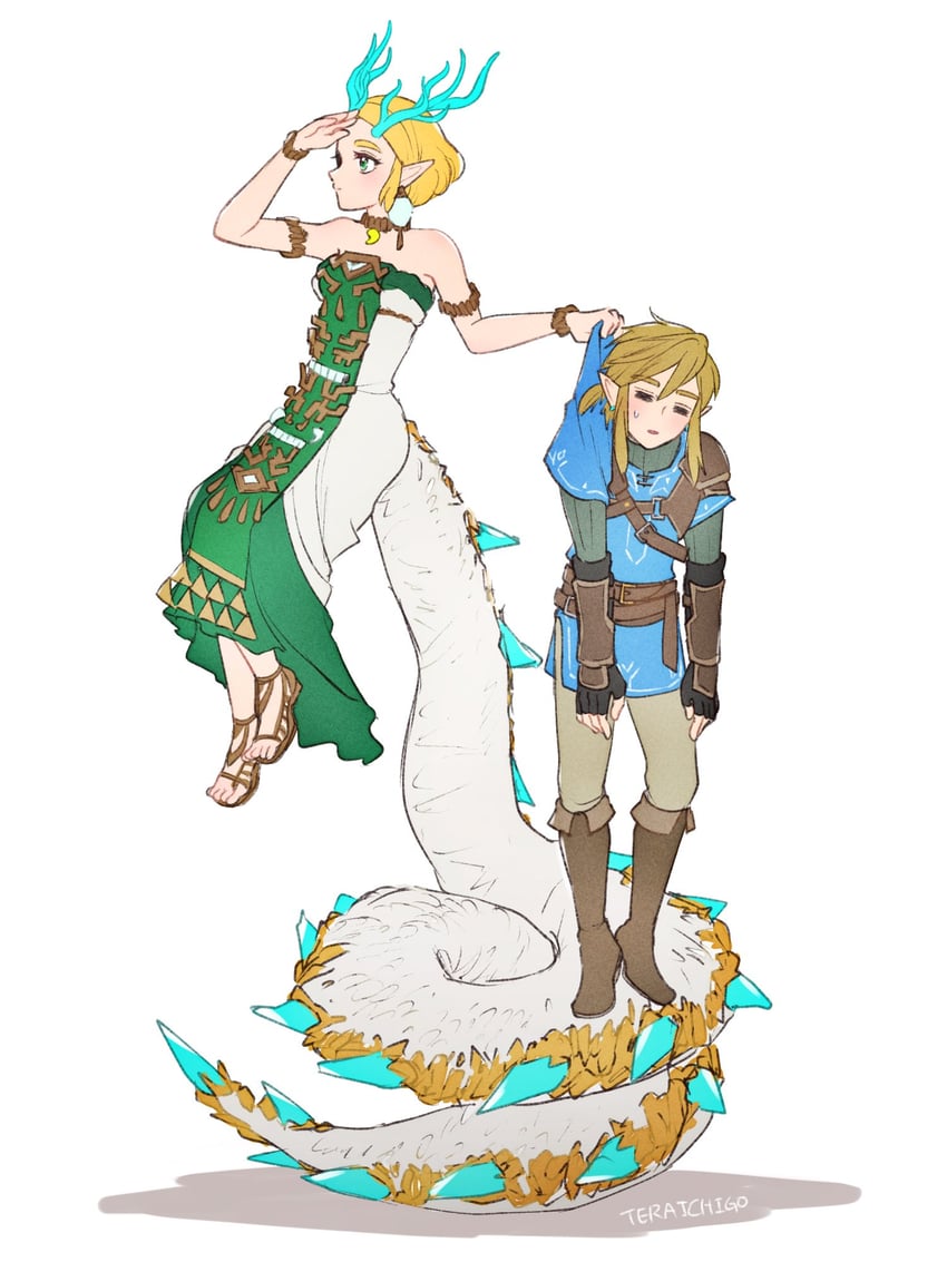 link and princess zelda (the legend of zelda and 1 more) drawn by teraichigo