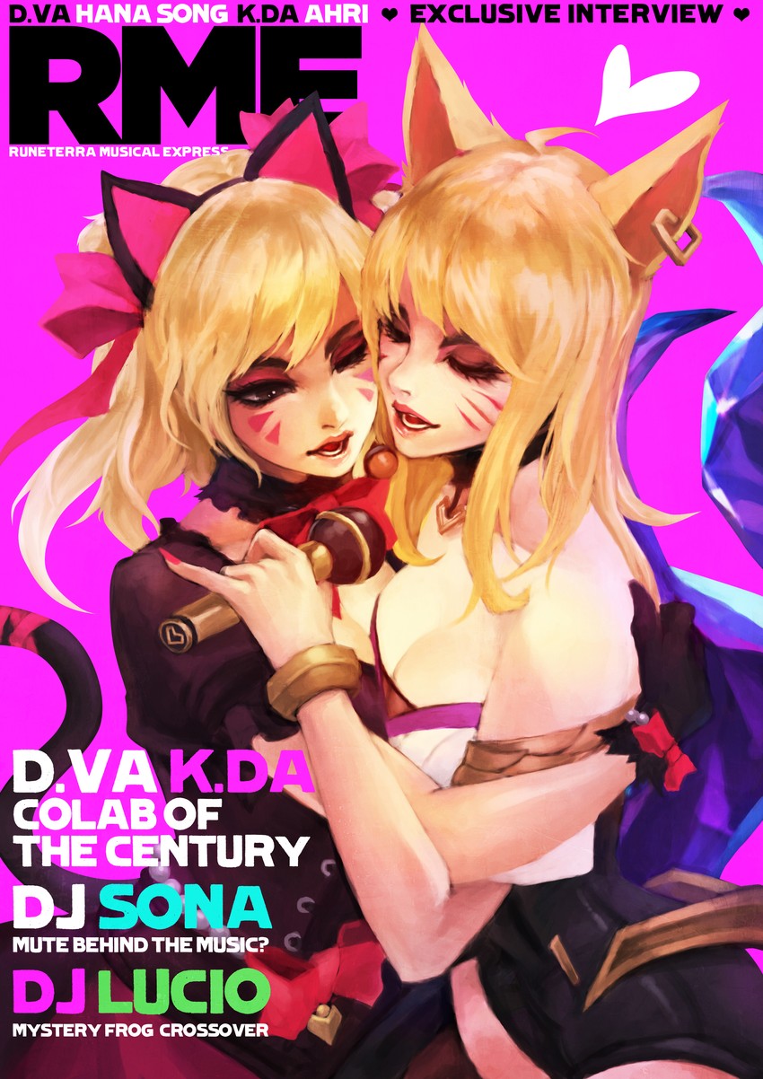 d.va, ahri, k/da ahri, and black cat d.va (league of legends and 2 more) drawn by monori_rogue