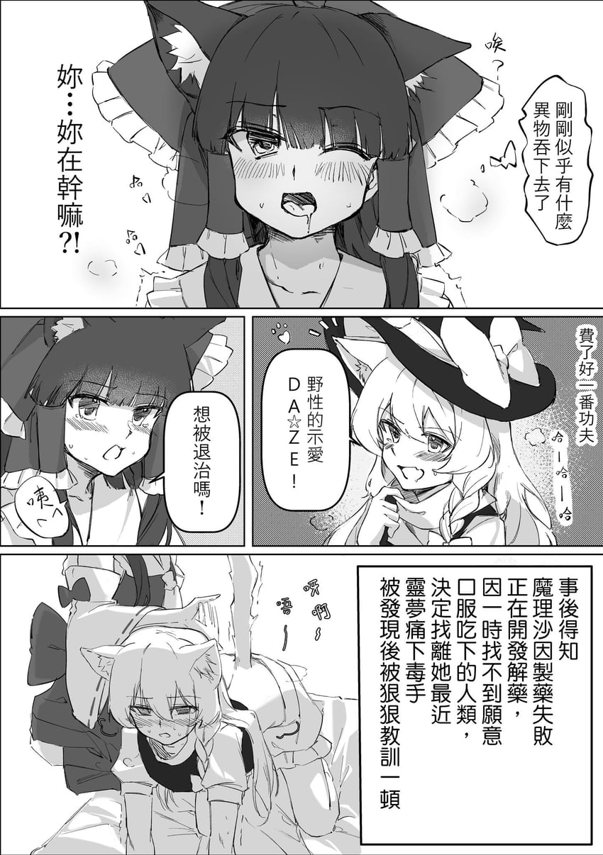 hakurei reimu and kirisame marisa (touhou) drawn by cindy717