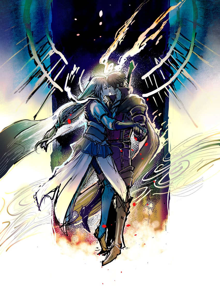 clive rosfield and jill warrick (final fantasy and 1 more) drawn by amao_miyuki