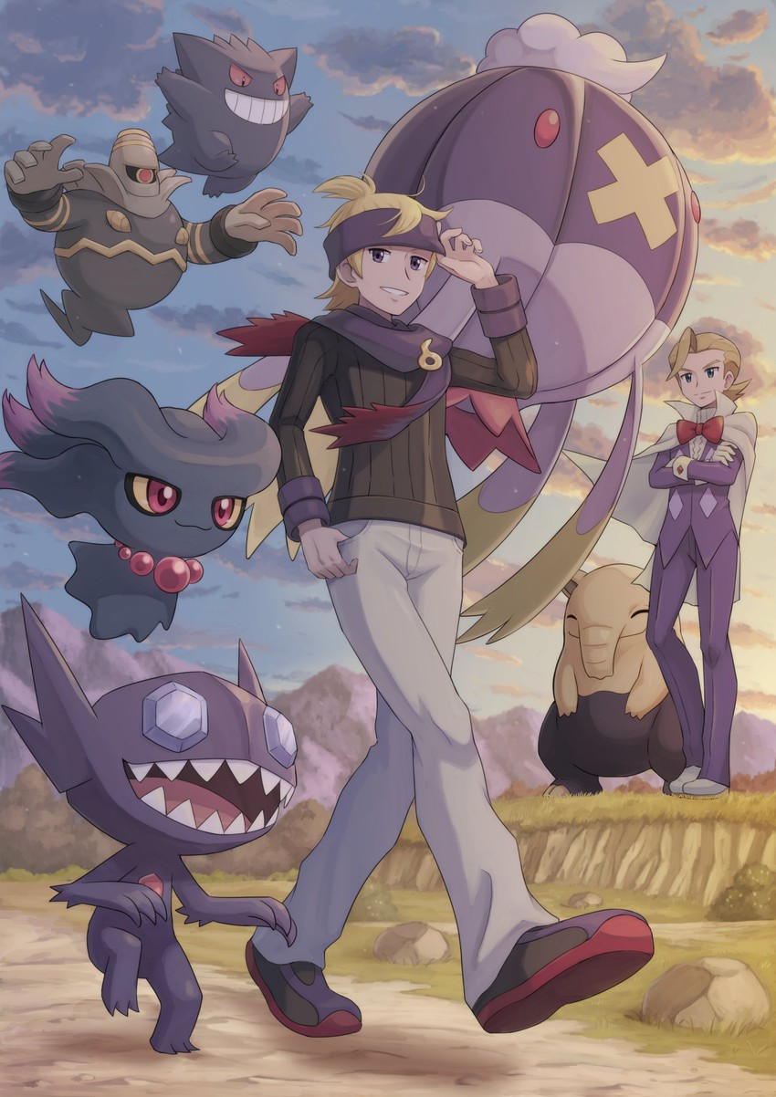 gengar, misdreavus, morty, sableye, drifblim, and 3 more (pokemon and 1 more) drawn by pokemoa