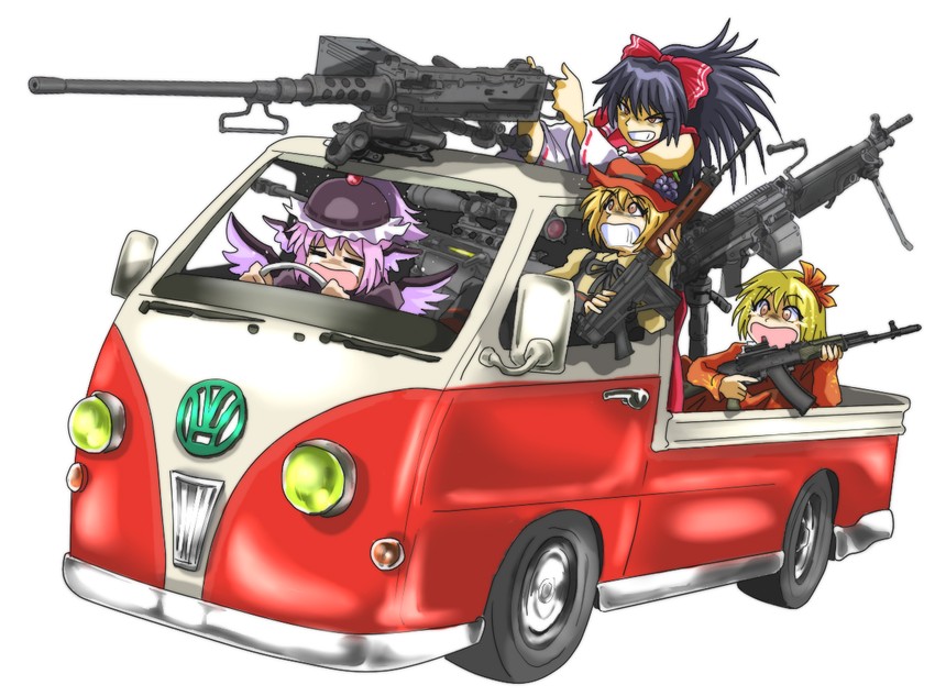 hakurei reimu, mystia lorelei, aki minoriko, and aki shizuha (touhou) drawn by junkei