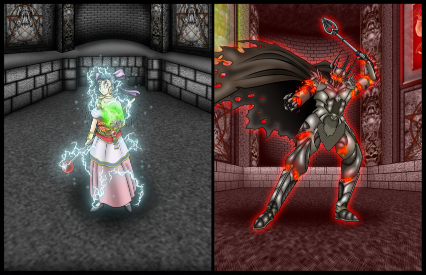 flora and sauron (dragon quest and 3 more) drawn by professormegaman