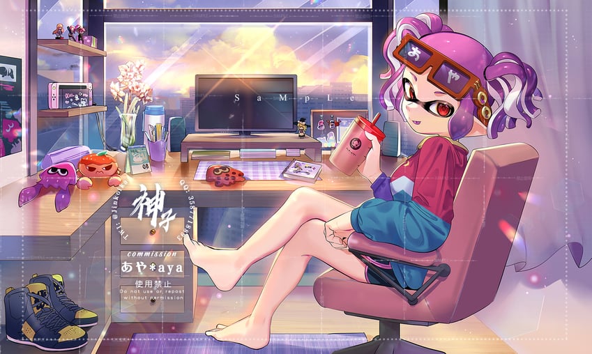 inkling player character and inkling girl (splatoon) drawn by jinkoika