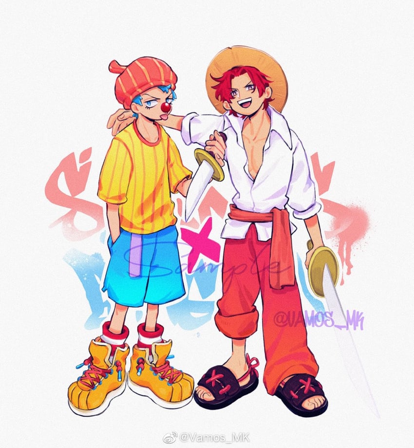 shanks and buggy the clown (one piece) drawn by vamos_mk