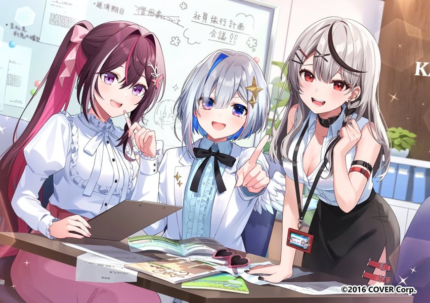 sakamata chloe, amane kanata, and azki (hololive) drawn by jiu_(jiwoo_owo9)