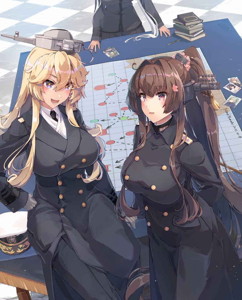 yamato, musashi, iowa, musashi kai ni, and yamato kai ni (kantai collection) drawn by himeyamato