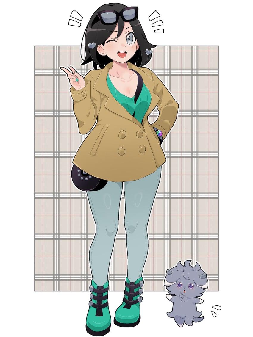 sonia, calem, and espurr (pokemon and 2 more) drawn by sana_(37pisana)